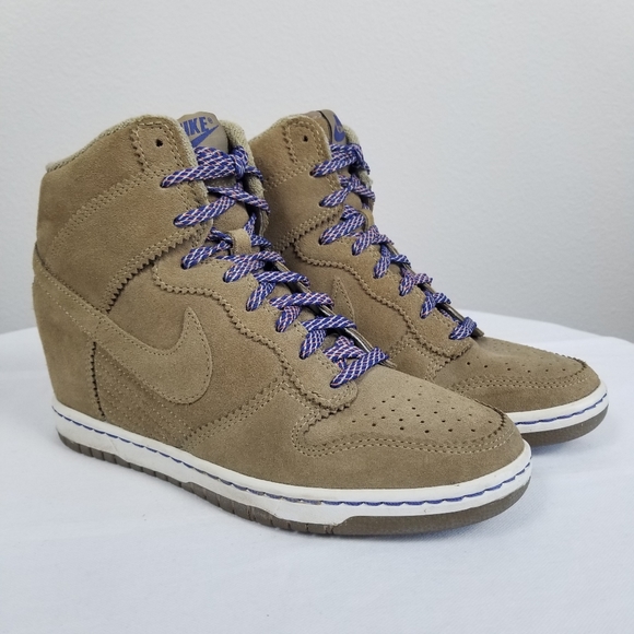 Nike Sky High Athleisure Streetwear Hidden Wedge Brown Suede Sneakers Size 8.5 - Picture 5 of 12